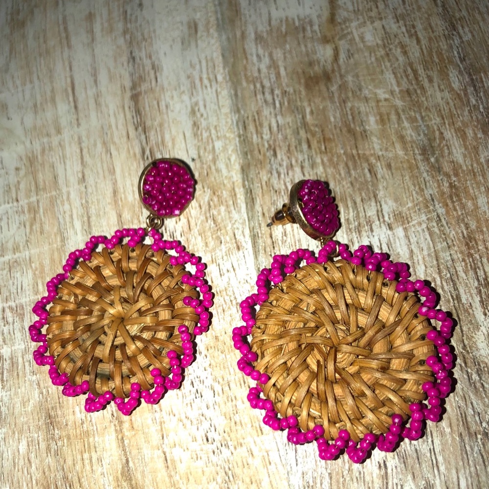 Natasha Woven Earrings- Magenta